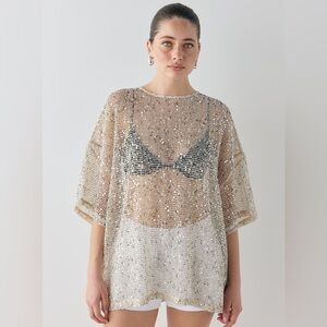 VRG GRL Arden Sequin Top Cream